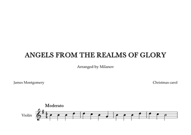 Angels from the realms of glory in G Violin Easy Christmas carol (arr. Milanov)