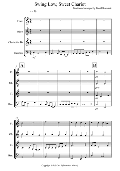 Swing Low, Sweet Chariot for Wind Quartet (arr. David Burndrett)