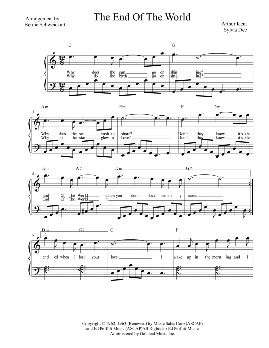 The End Of The World (arr. Bernie Schweickart)