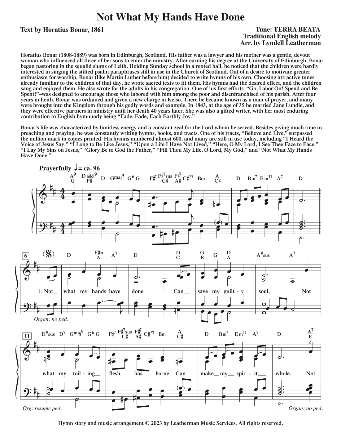 Not What My Hands Have Done (arr. Lyndell Leatherman)