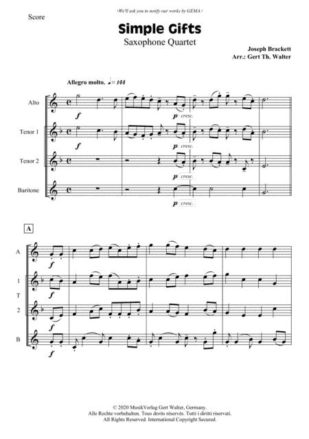 Simple Gifts (arr. Gert Th. Walter)
