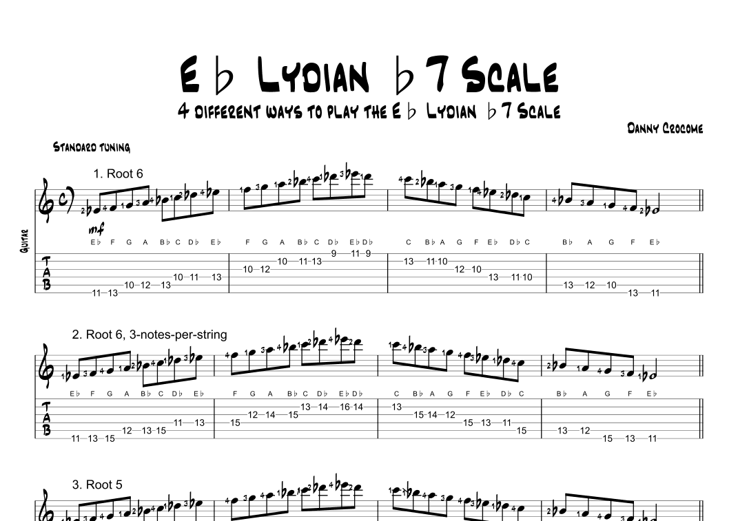Eb Lydian b7 Scale (4 Ways to Play)
