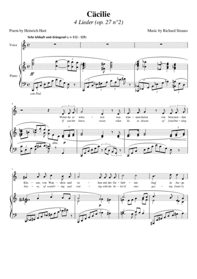 Cäcilie (Strauss) [Medium Voice] (arr. Maxence Lasserre-Engberts)