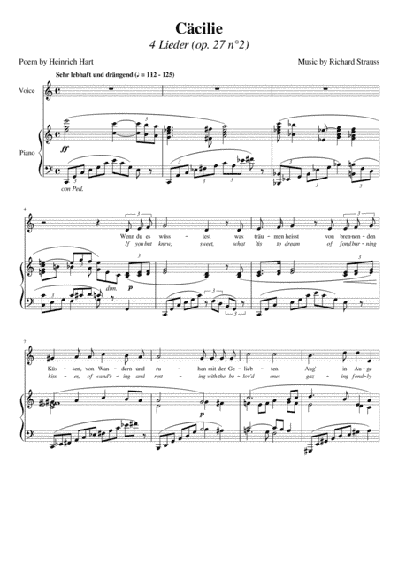 Cäcilie (Strauss) [Medium Voice] (arr. Maxence Lasserre-Engberts)