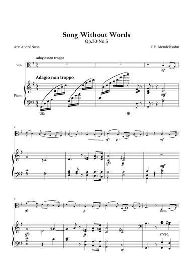 Song Without Words Op.30 No.3 (arr. André Nusa)