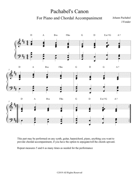 Pachabel's Canon in D with Chordal accompaniment (arr. Jerremy Fender)