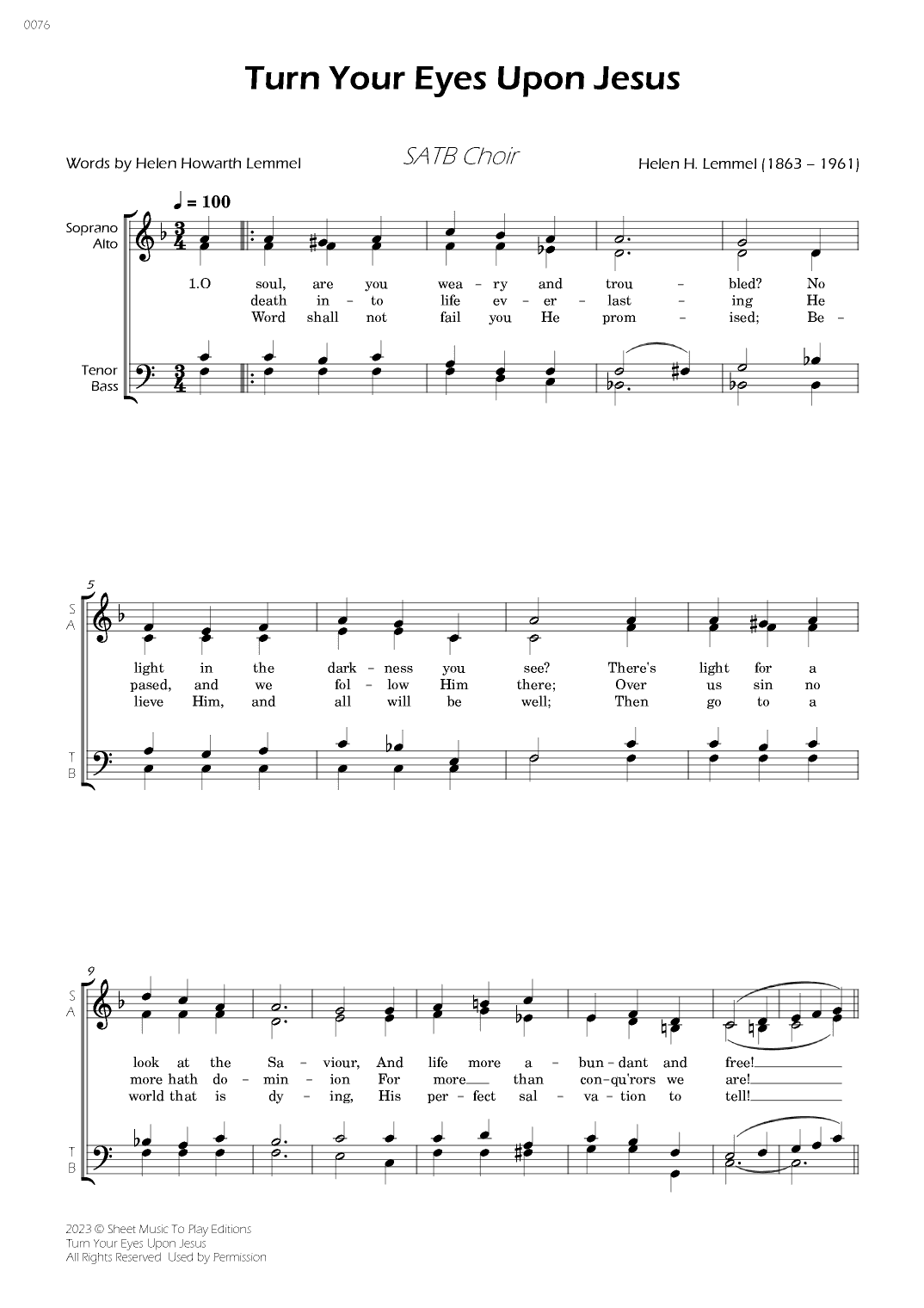 Turn Your Eyes Upon Jesus - SATB Choir (arr. César Madeira)