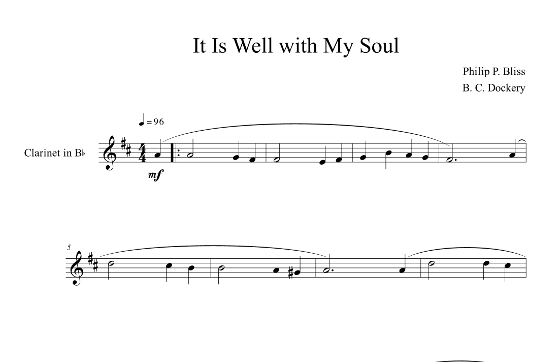 It Is Well with My Soul (Clarinet Solo) (arr. B. C. Dockery)