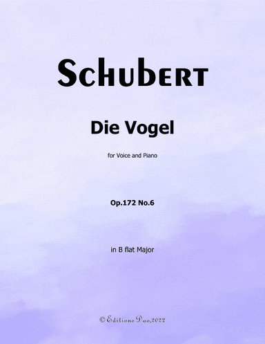 Die Vogel, by Schubert, in B flat Major (arr. Editions Dao)