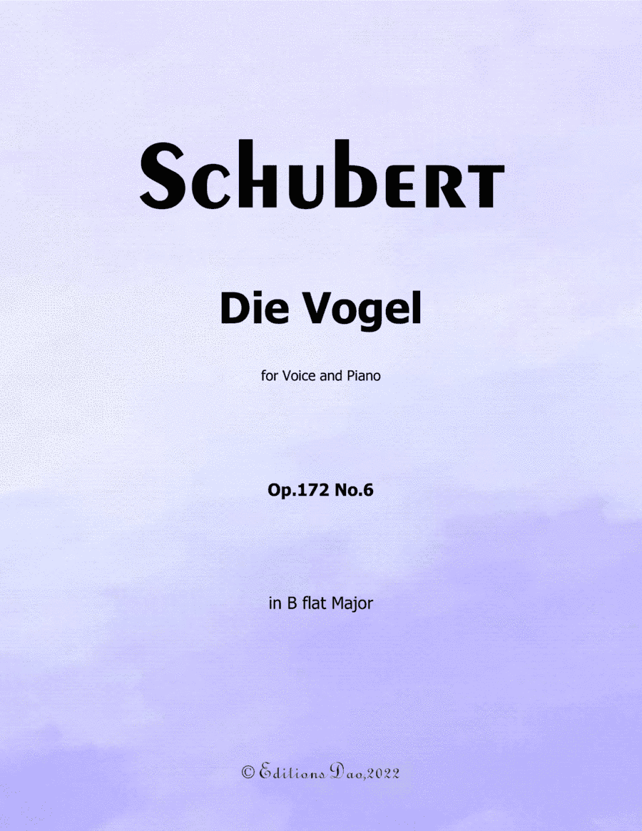 Die Vogel, by Schubert, in B flat Major (arr. Editions Dao)