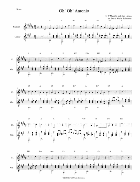 Oh! Oh! Antonio for clarinet and guitar (arr. David Warin Solomons)