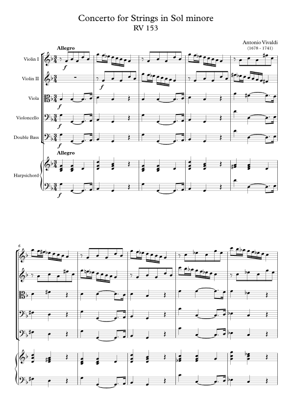 Concerto for Strings in Sol minore RV 153