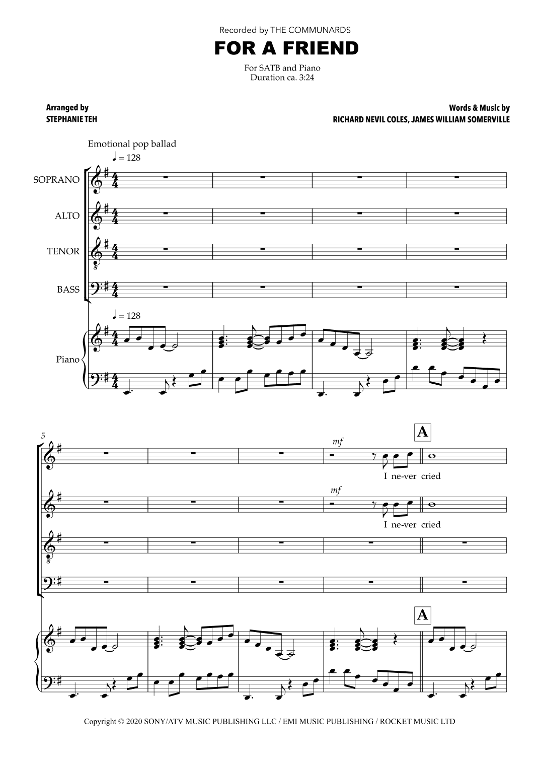 For A Friend (arr. Stephanie Teh)