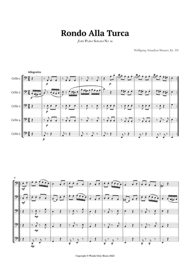 Rondo Alla Turca by Mozart for Cello Quintet (arr. Ander)