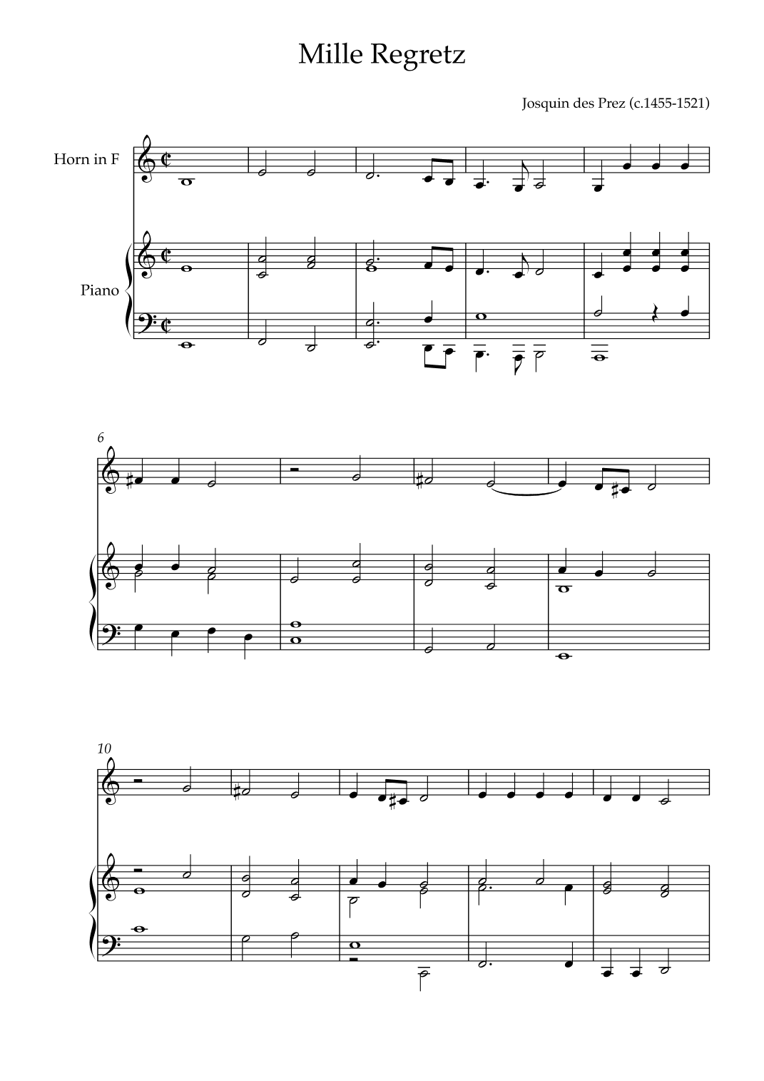 Mille Regretz (arr. Karen Gueiros)