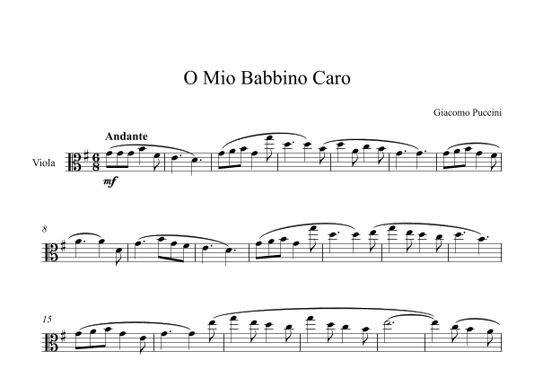 O Mio Babbino Caro - Giacomo Puccini (Viola) (arr. Digital Book Music)
