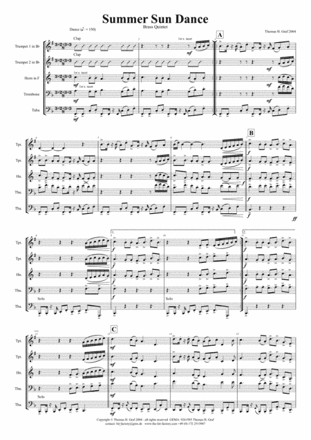 Summer Sun Dance - 11/8 - Folk Dance Style - Brass Quintet