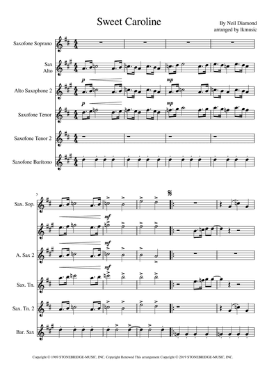 Sweet Caroline (arr. Lkmusic)