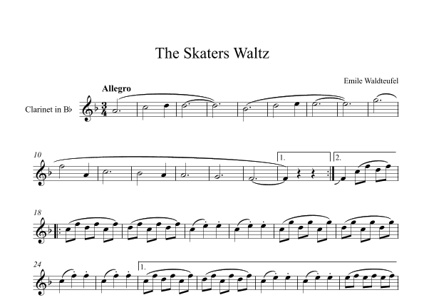 The Skaters Waltz - Emile Waldteufel (Clarinet) (arr. Digital Book Music)