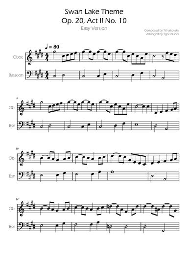 Swan Lake (theme) - Tchaikovsky - Bassoon and Oboe Duet (arr. Ygor Nunes)