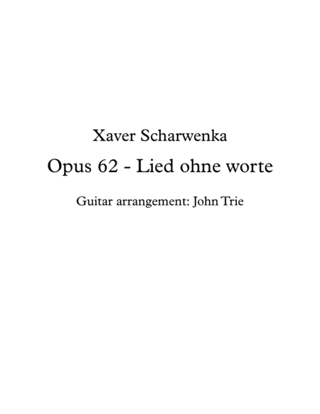 Opus 62, Lied ohne worte - tab (arr. John Trie)