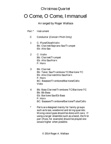 O Come, O Come, Immanuel (Emmanuel) - Brass Quartet (arr. Roger Wallace)