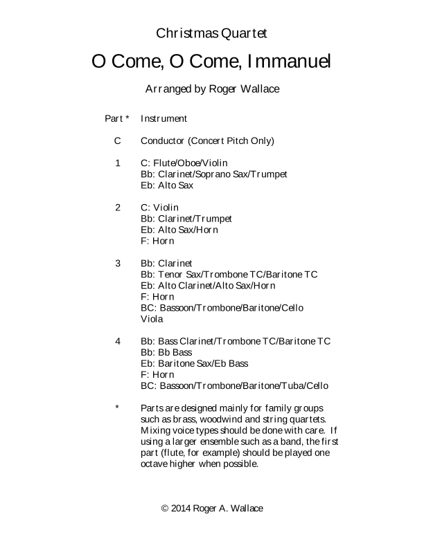 O Come, O Come, Immanuel (Emmanuel) - Brass Quartet (arr. Roger Wallace)
