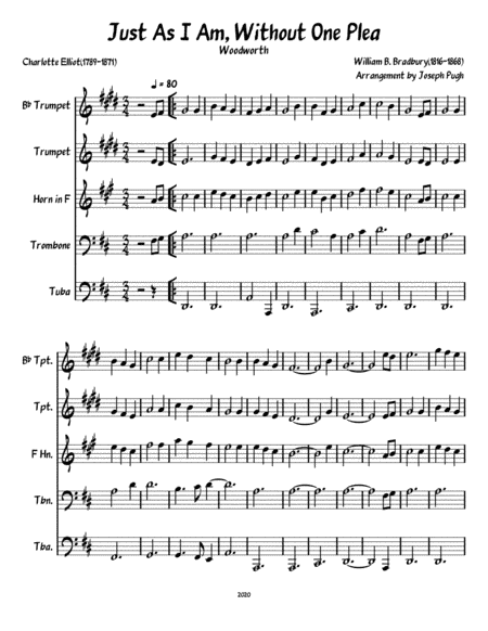 Just As I Am, Without One Plea (Brass Quintet) (arr. Joseph Pugh)