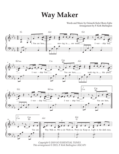 Way Maker (arr. P. Kirk Bullington, ASCAP)