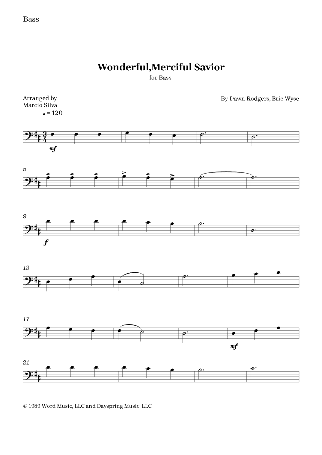 Wonderful, Merciful Savior (arr. Márcio Silva)
