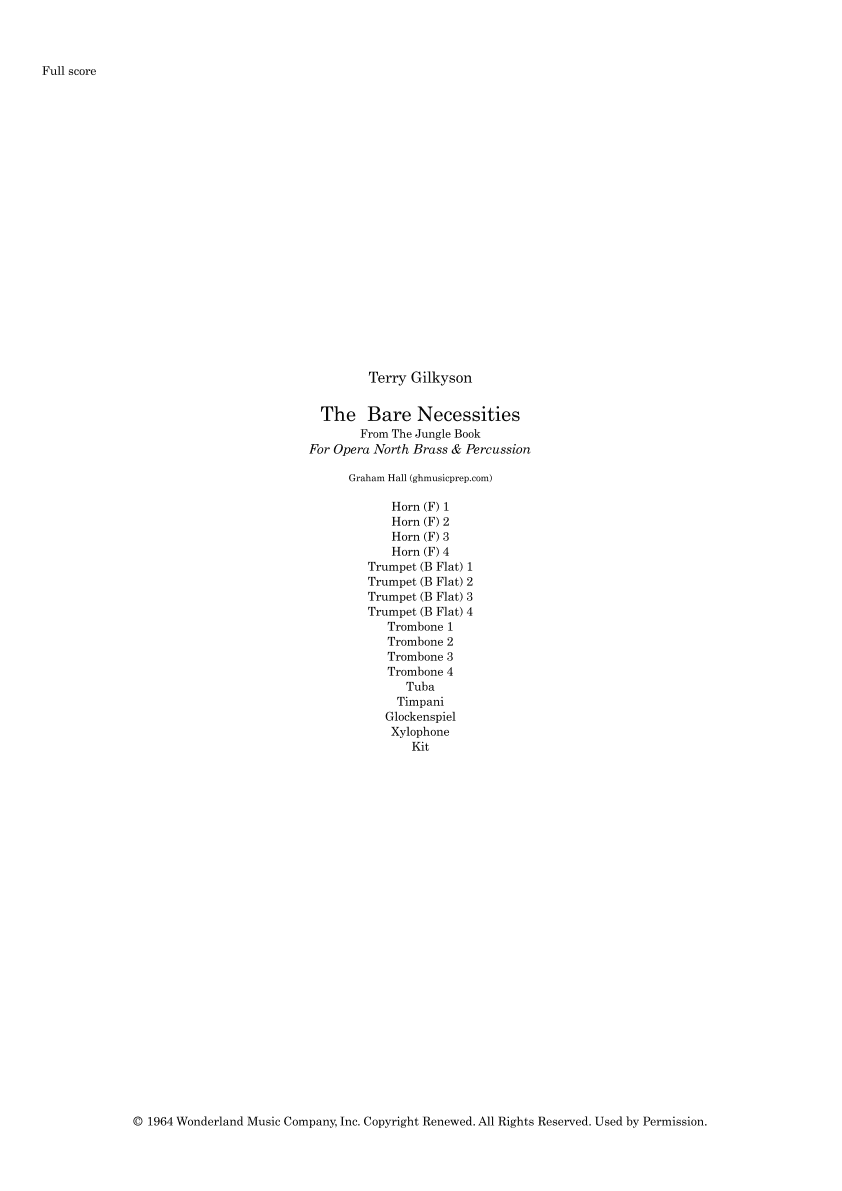 The Bare Necessities (arr. Graham Hall (ghmusicprep.com))