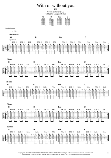 With Or Without You (arr. Douglas Becker)