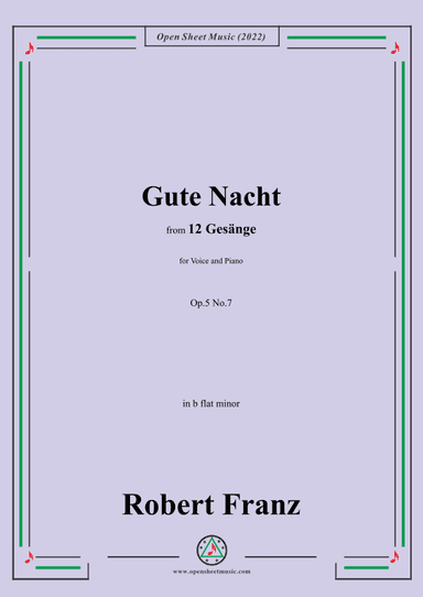 Franz-Gute Nacht,in b flat minor,Op.5 No.7 (arr. OSM Press)