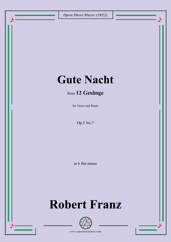 Franz-Gute Nacht,in b flat minor,Op.5 No.7 (arr. OSM Press)