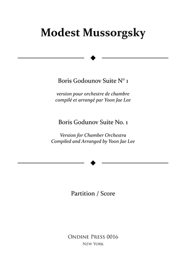 Boris Godunov Suite No. 1 for Chamber Orchestra - Score Only (arr. Yoon Jae Lee)