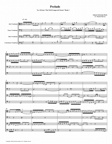 Prelude 18 from Well-Tempered Clavier, Book 1 (Trombone Quartet) (arr. Richard Byrnes)