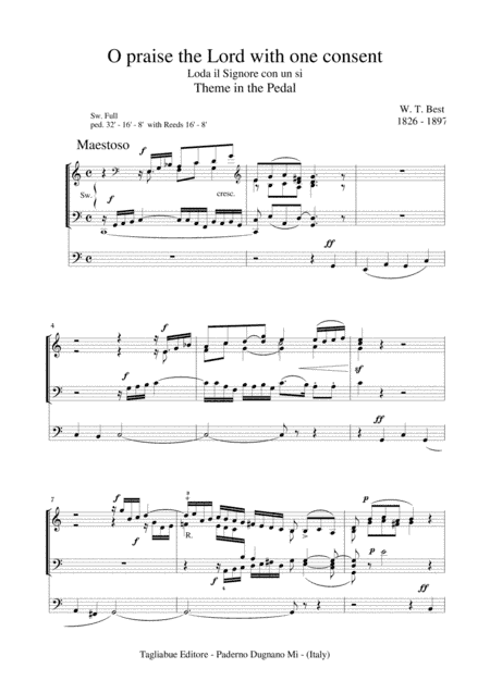 O PRAISE - W.T. Best - For Organ 3 staff (arr. Marcello Meneguzzo)