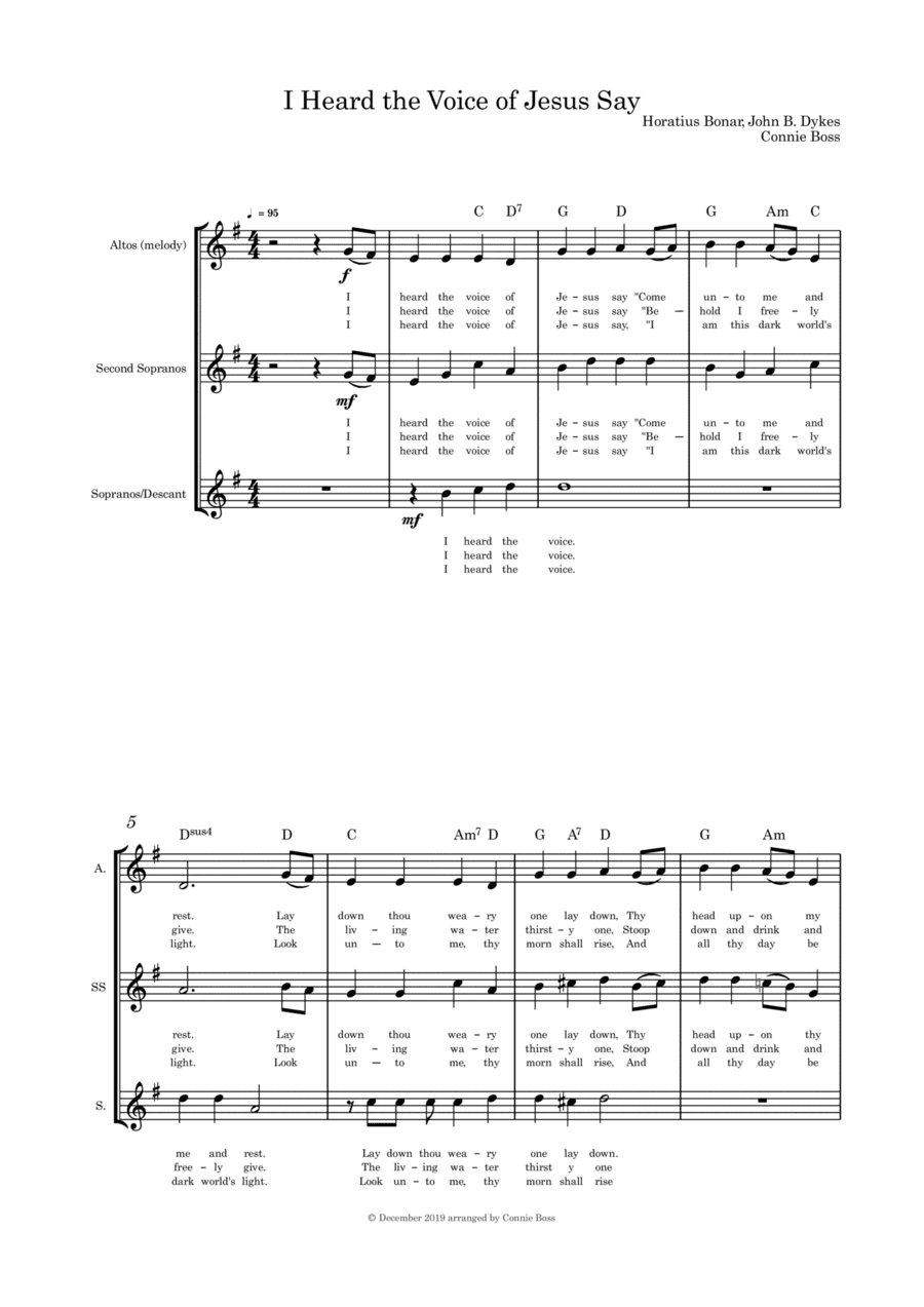 I Heard the Voice of Jesus Say - Women's trio A Cappella (arr. Connie Boss)