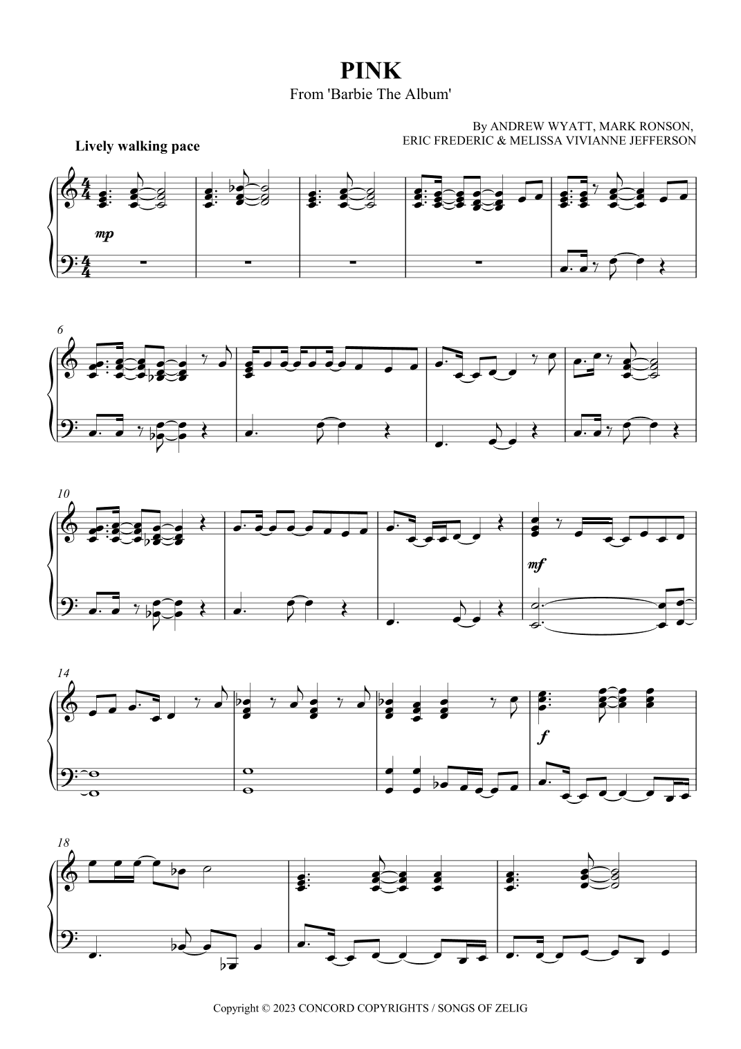 Pink (from Barbie The Album) (arr. SCMusic)