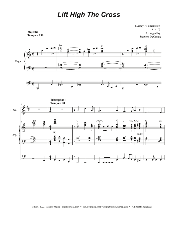 Lift High The Cross (Tenor Saxophone and Organ) (arr. Stephen DeCesare)