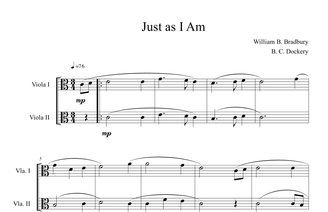Just As I Am (Viola Duet) (arr. B. C. Dockery)