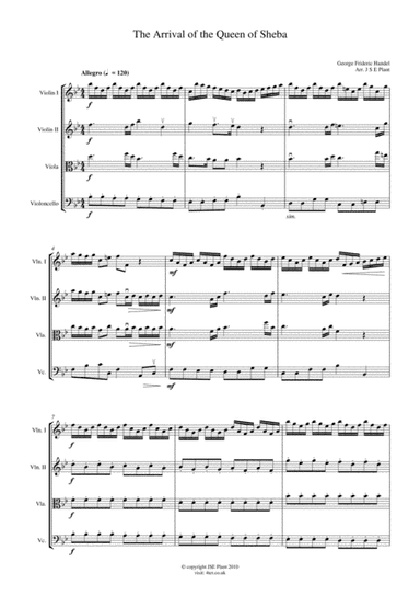 Handel: Arrival of The Queen of Sheba for String Quartet - Score and Parts (arr. Julie Doubleday)