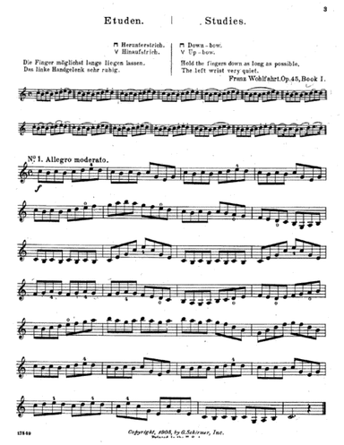 mp3 + pdf / F.Wohlfahrt, Etude N.1+14 bowing variations, from 60 Etudes for Violin, Op.45, Book I, + (arr. Tatiana Kolchanova)