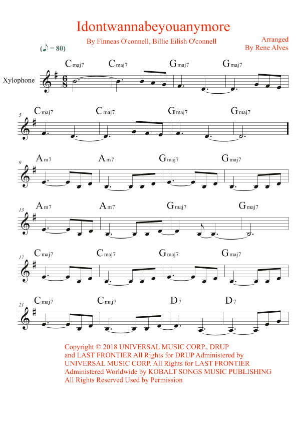 Idontwannabeyouanymore (arr. By Rene Alves)