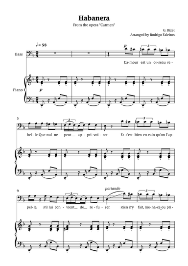 Habanera (for bass - D minor/major) (arr. Rodrigo Faleiros)