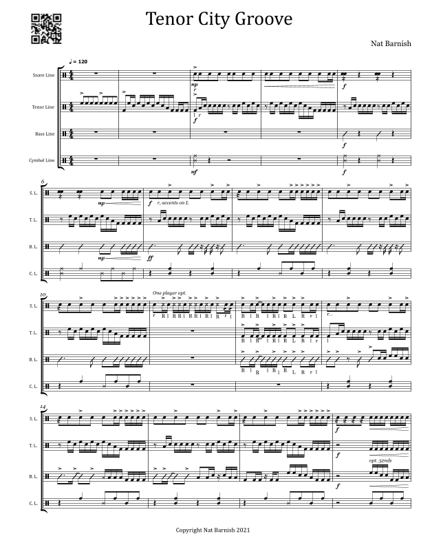 Tenor City Groove - Drumline Cadence
