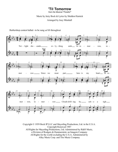 'til Tomorrow (arr. Joey Minshall)