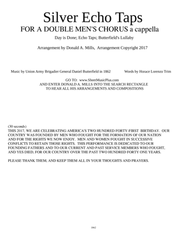 Silver Echo Taps (for double men's chorus) (arr. Donald A. Mills)