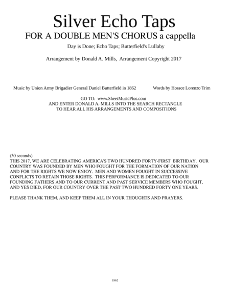 Silver Echo Taps (for double men's chorus) (arr. Donald A. Mills)