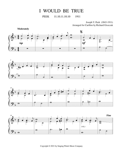 I Would Be True  (PEEK) (arr. Richard Giszczak)